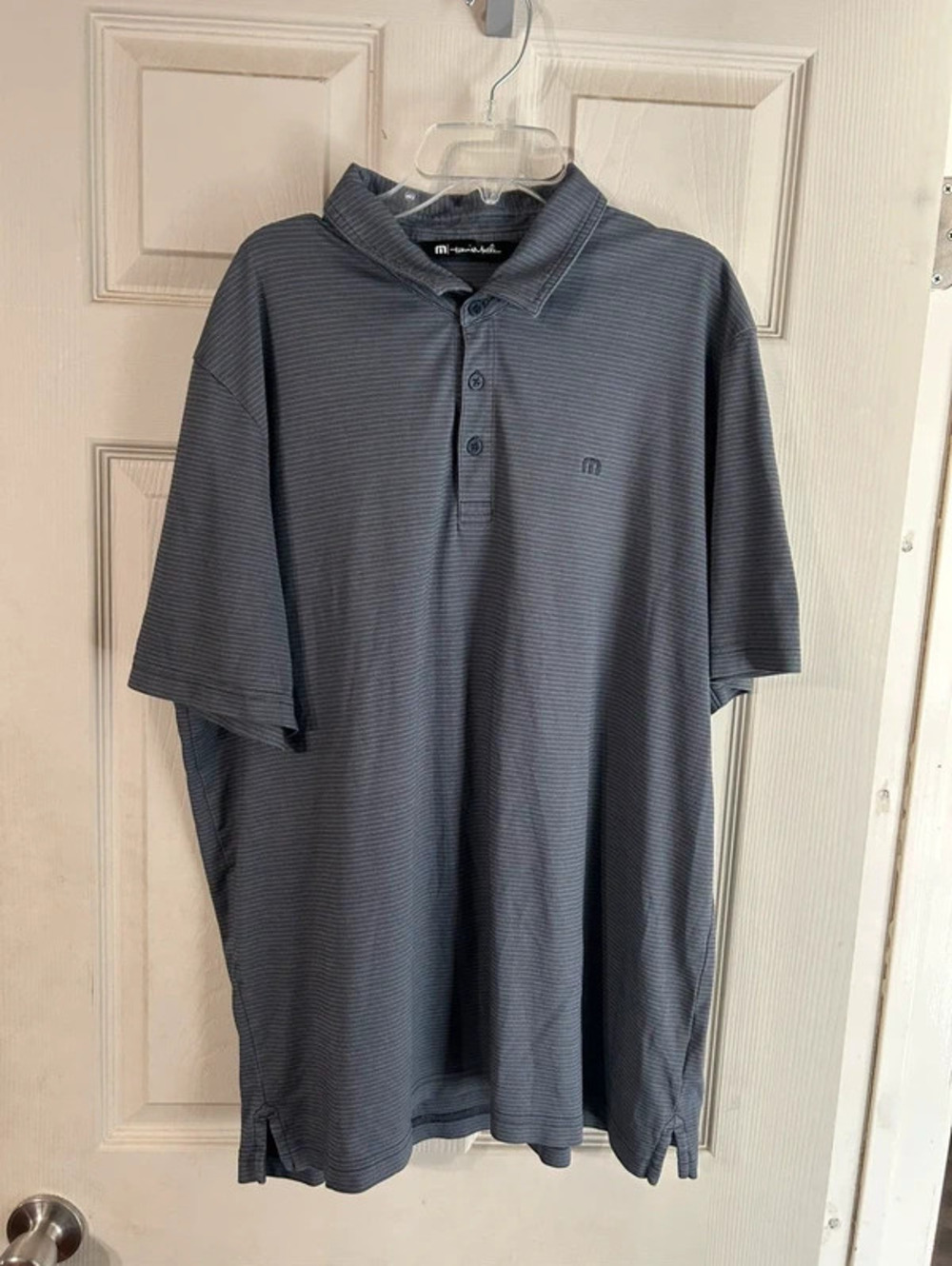 travis mathew men’s XL gray striped polo shirt golf